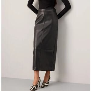 Rosetta Getty Collective Faux Leather Column Skirt Maxi Straight Pencil Black 2